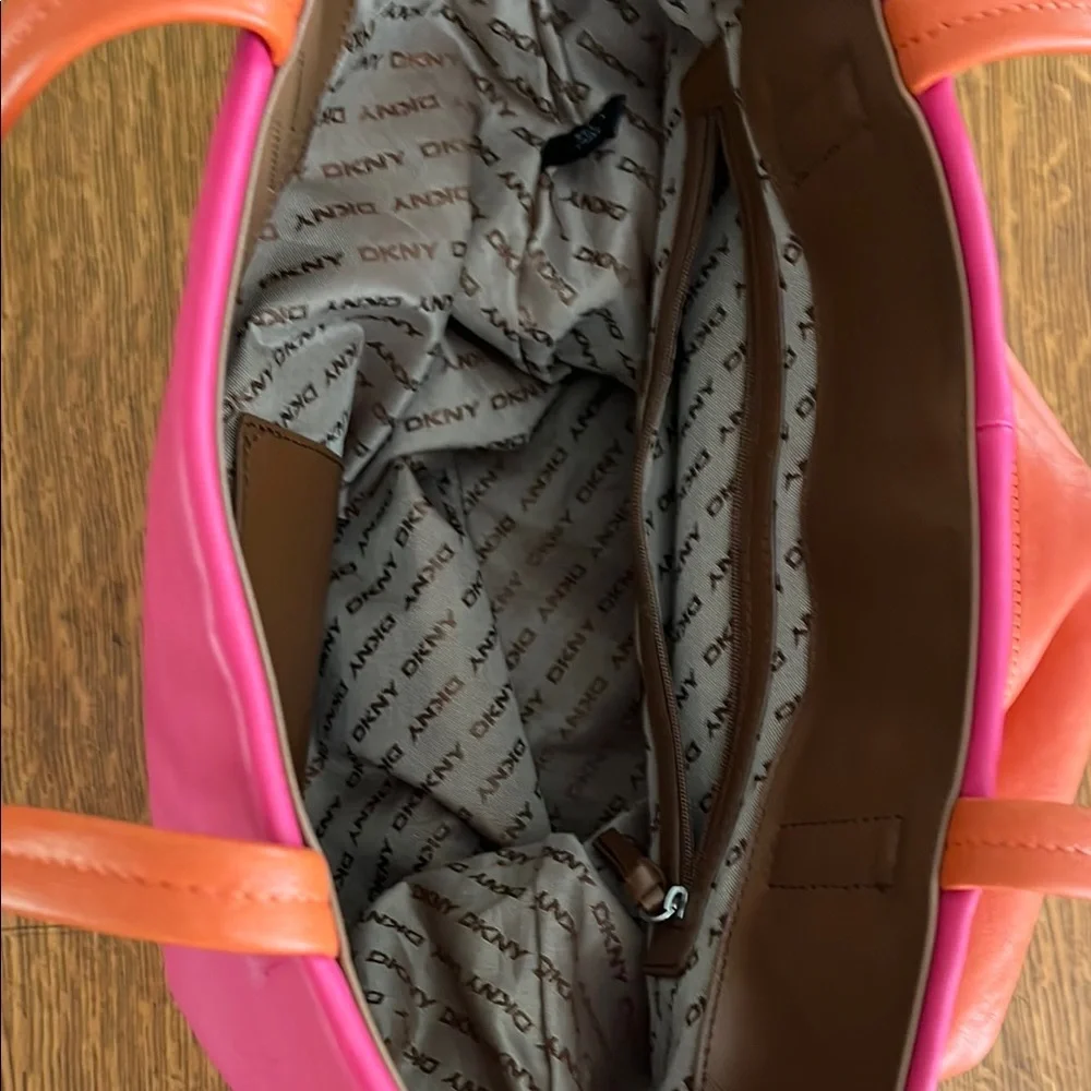 Vibrant Pink & Orange Leather Tote - Picture 7 of 11